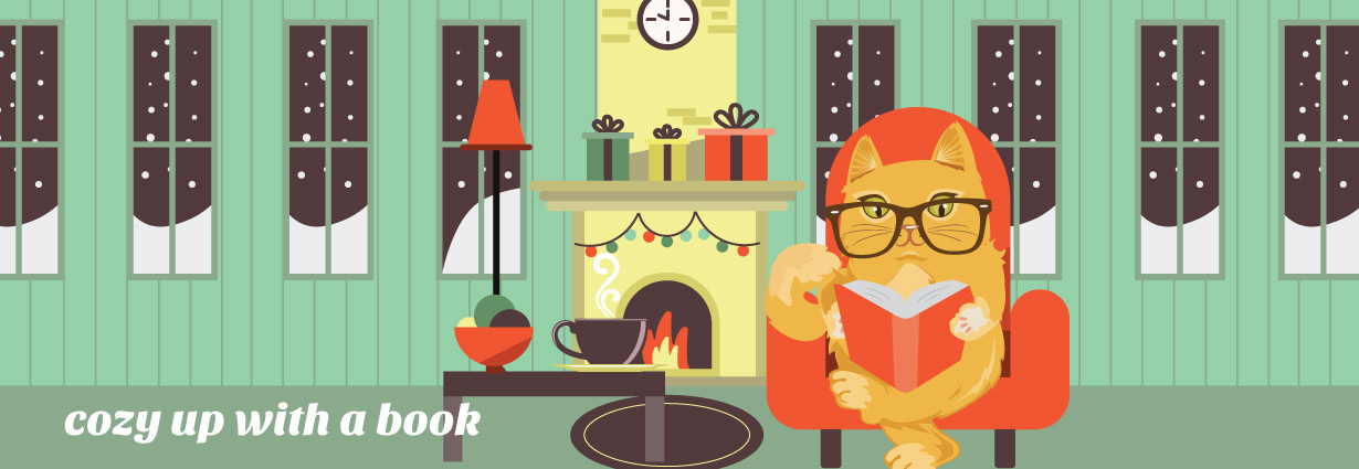 Cozy up with a book Cat reading a book