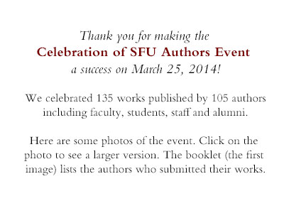 Thank you for making the Celebration of SFU Authors Event a success