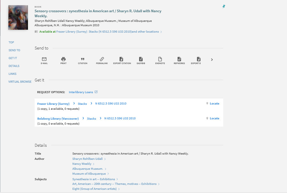 Image of catalogue record for Sensory Crossovers