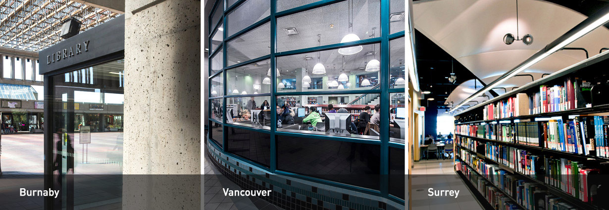pictures of each of the three sfu libraries