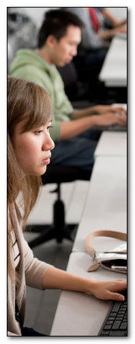 row of students at computers