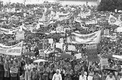 View of crowd during Solidarity movement rally in Victoria