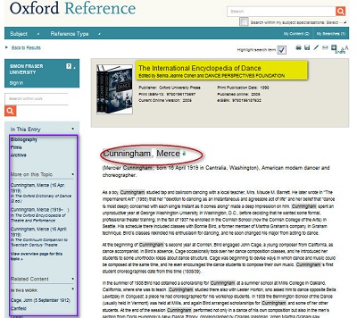 Search results for Merce Cunningham in Oxford Reference International Encyclopedia of Dance