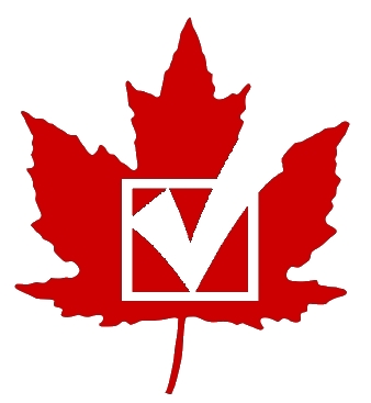 image of maple leaf with voter's check mark on it