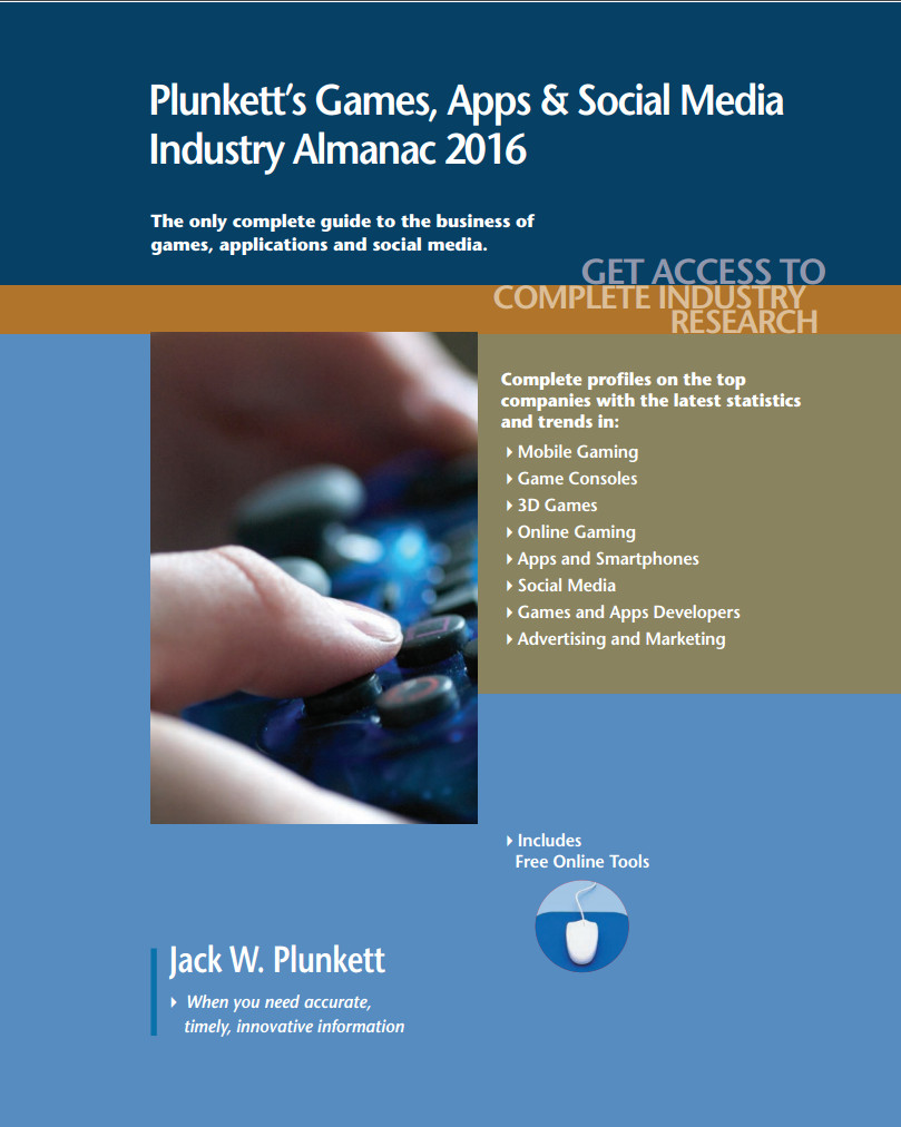 Image of front cover of Plunkett's Games, Apps and Social Media volume for 2016