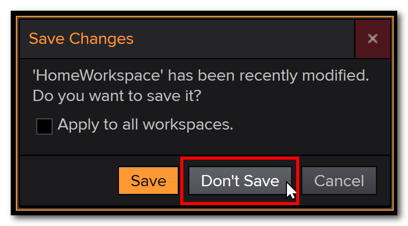 Click on "don't save"