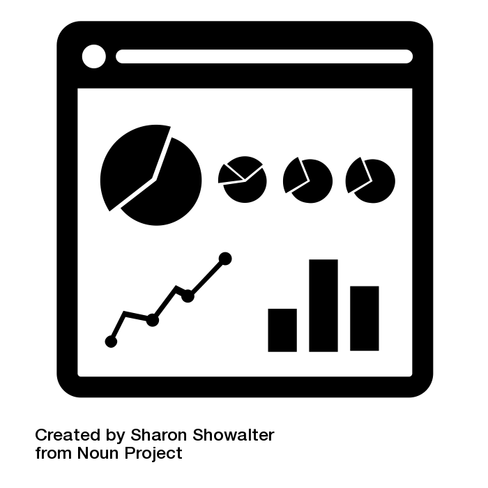 Icon from the Noun Project site showing typical charts and graphs in a simple format