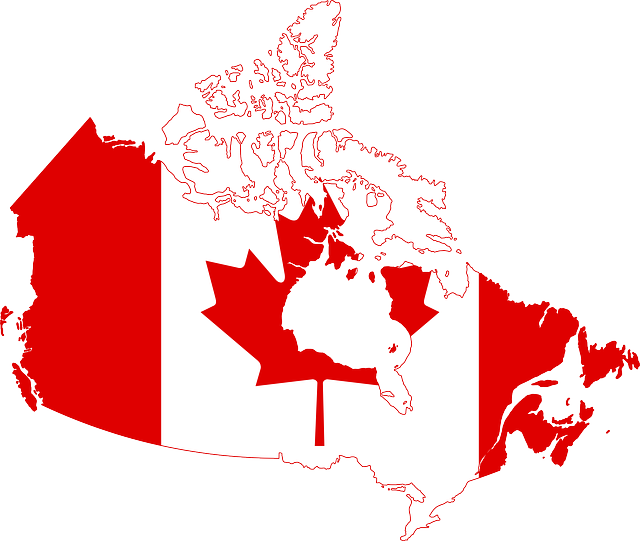 image of a map of Canada drawn with the colours and image of our national flag.