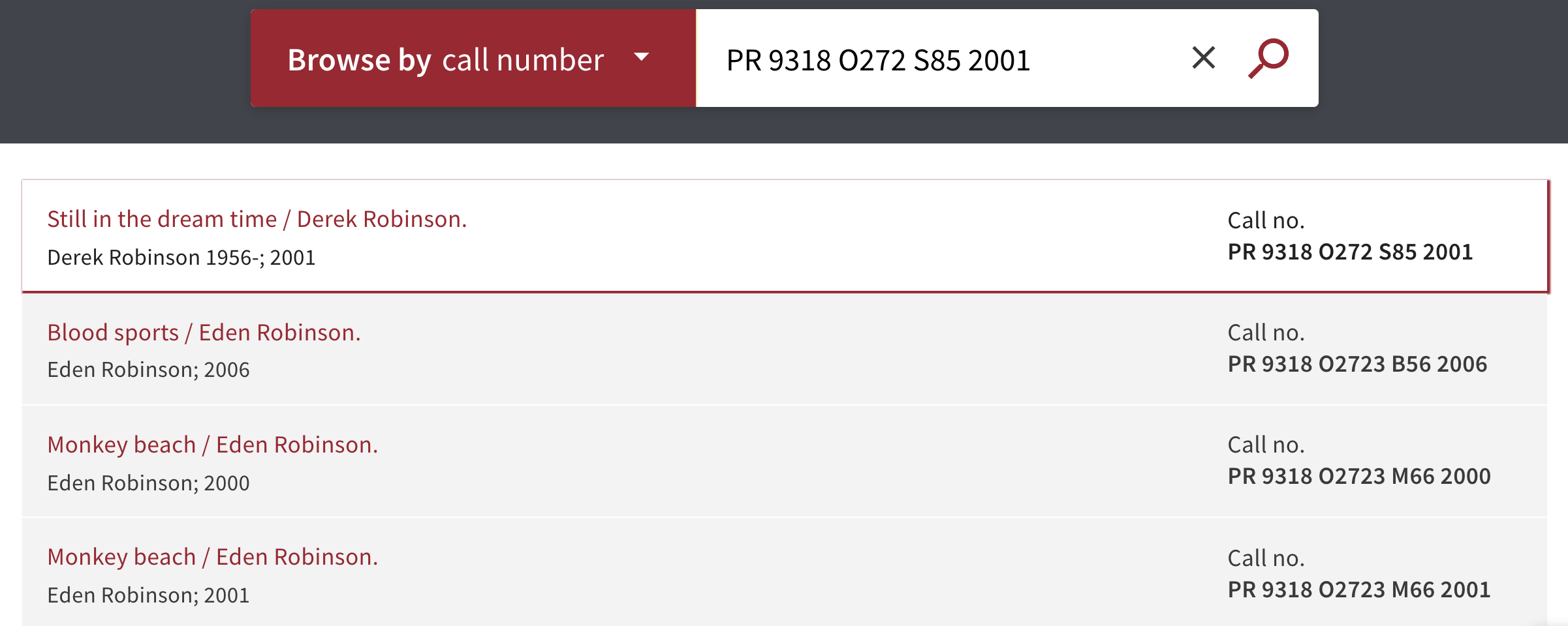 call number browse