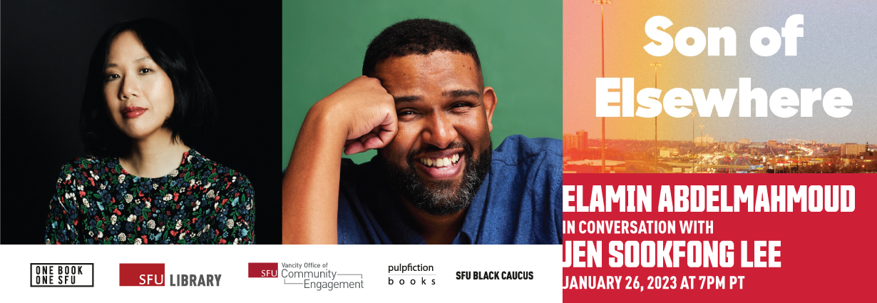 Banner for One Book One SFU, Son of Elsewhere with Elamin and Jen