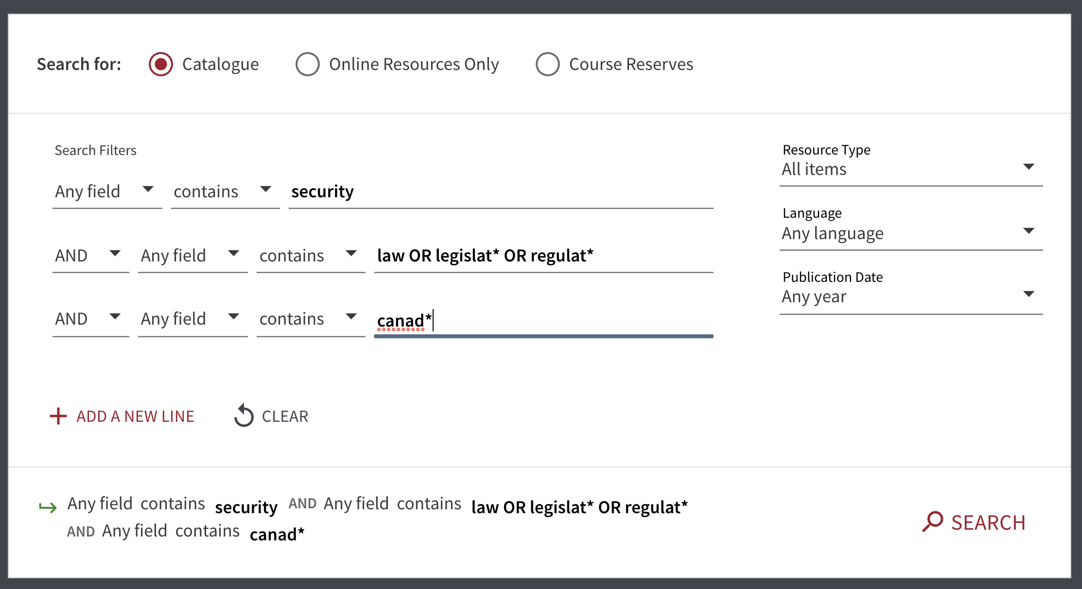 advanced search with boolean and truncation