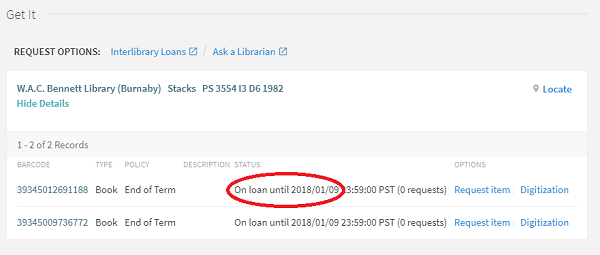 The term "on loan until..." is highlighted.