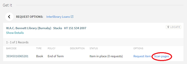 The option "scan pages" is highlighted.