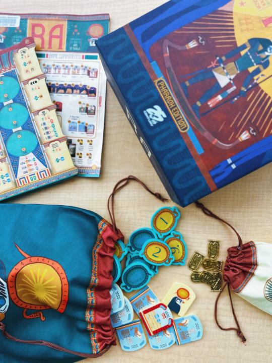 Ra game pieces spread out