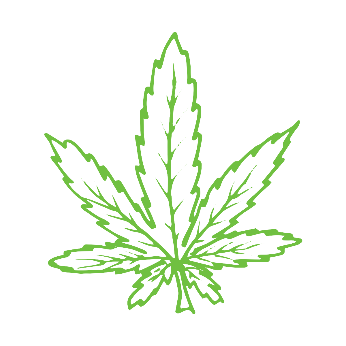 line drawing of a cannabis leaf