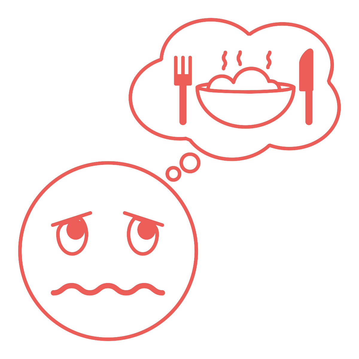 line drawing of someone thinking of food