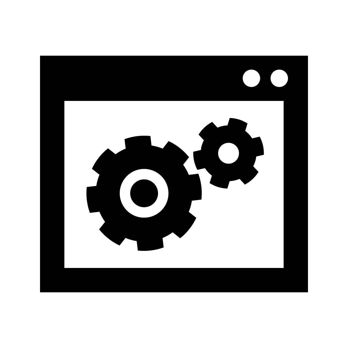 line drawing of a browser screen with wheels indicating personalization settings