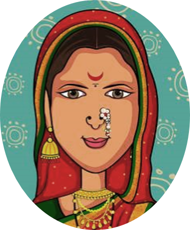 image of an Indian woman with a head scarf, bindi, and nose ring