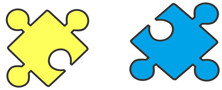 Two small puzzle pieces - showing the connection between Demographics and Purchases