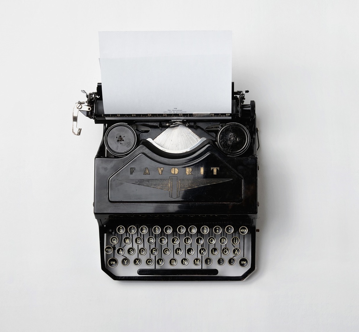 retro typewriter on white background