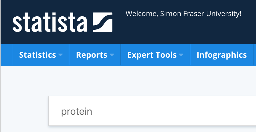 Image of search in Statista for protein. Image links to search results.