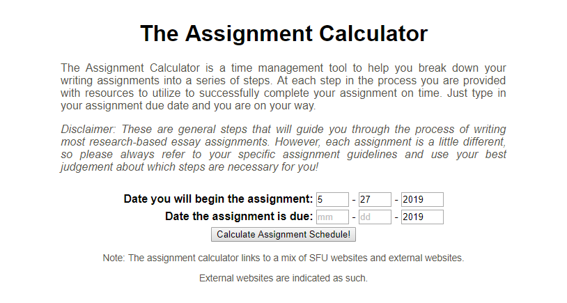 assignment calculator toronto