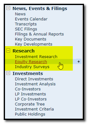 how to find equity research reports on capital iq