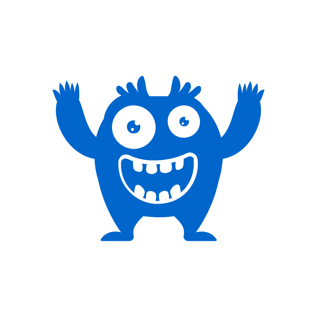 image of a silly monster with a big grin and its arms in the air