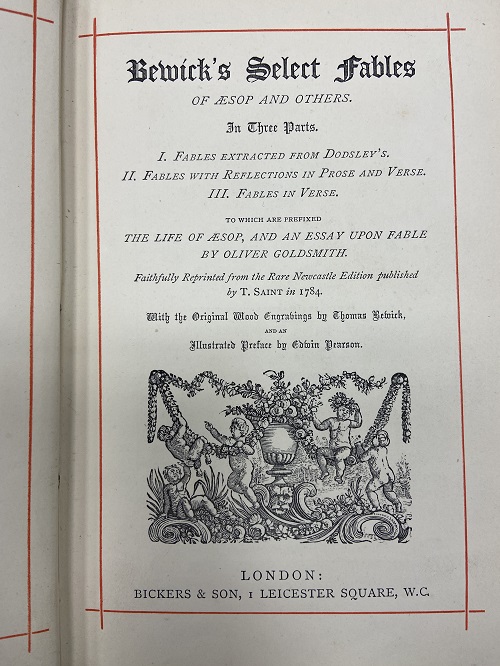 Title page of Bewick's Select Fables by Aesop and Others