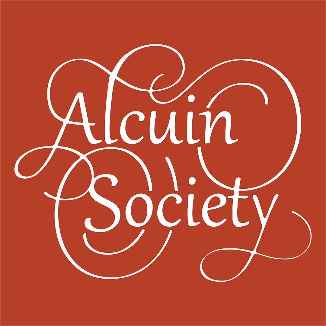 The Alcuin Society logo featuring the name of the society on an orange background