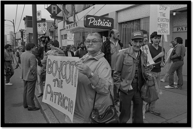 people in front of Patricia Hotel