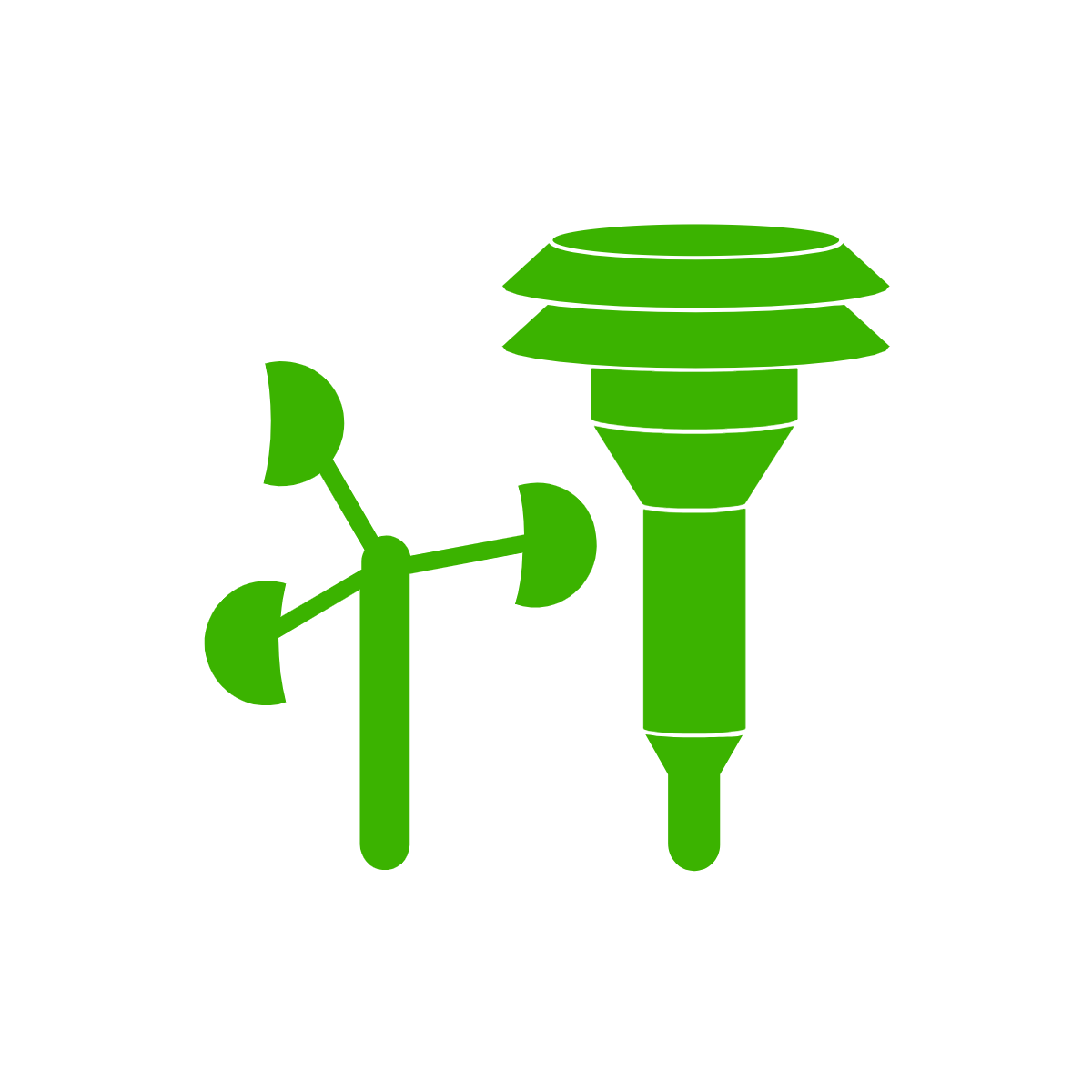 line drawing of typical sensors used to measure wind speed and temperature