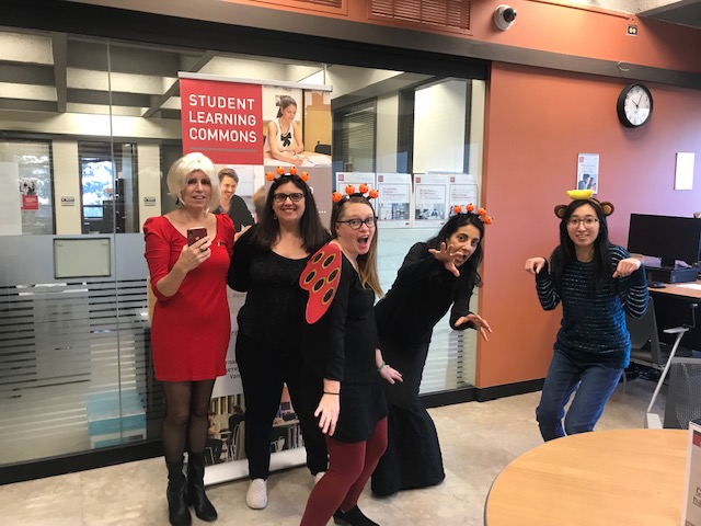 Student Learning Commons staff in costumes 