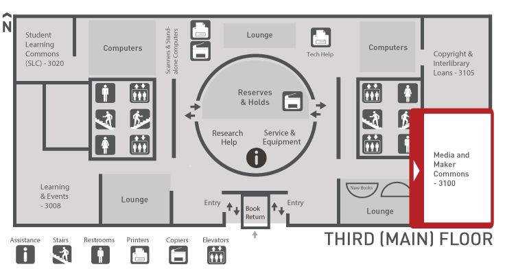 Media and Maker commons location - 3rd floor Bennett library, Burnaby