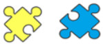two small jigsaw puzzle pieces