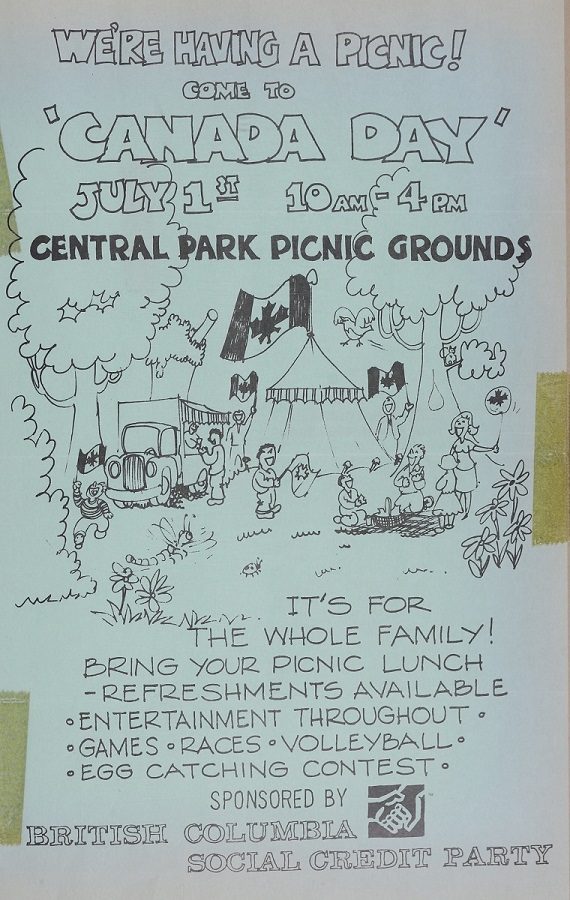 An invitation to the Canada Day celebration picnic at Central Park