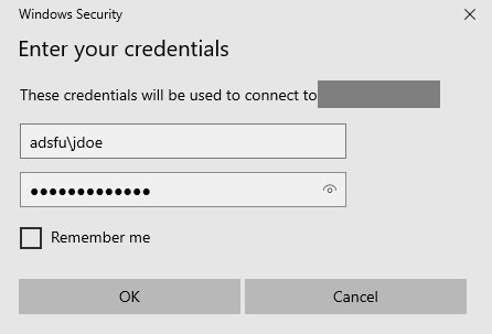 Box showing fields for entering username and password
