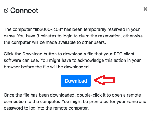 Click Download to start RDP process