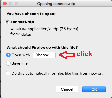 Open the .rdp file