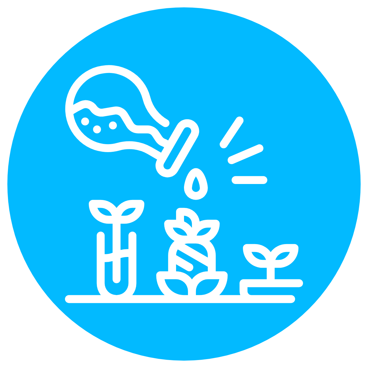 simple line drawing of a scientific beaker and some plants
