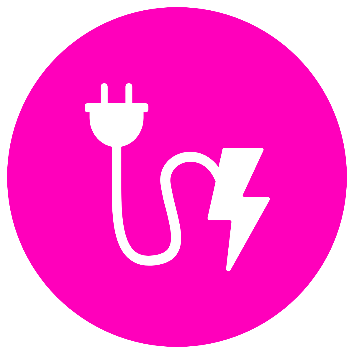simple line drawing of a lightning bolt with an electrical cord attached to it