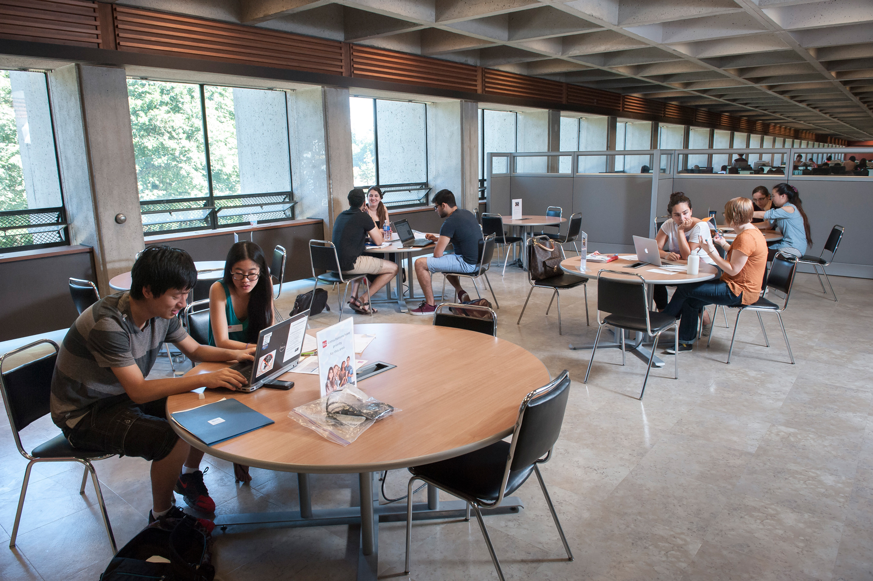 image of the Student Learning Commons consultation area in the WAC Bennett Library