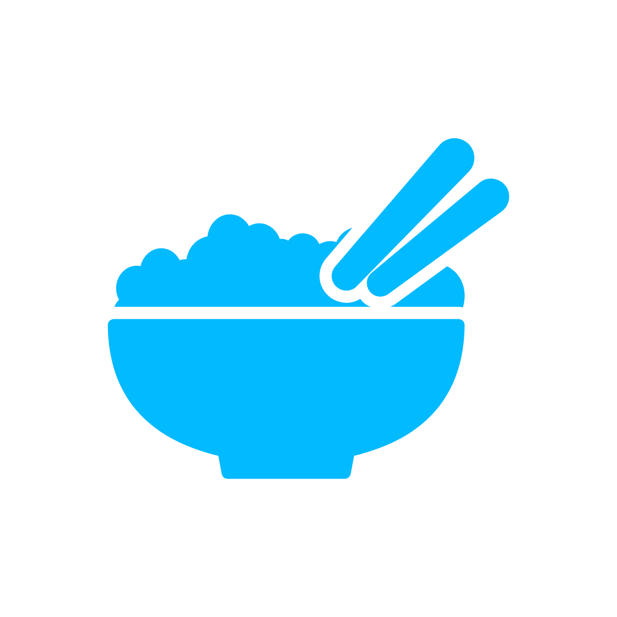 Line drawing of a bowl with chopsticks