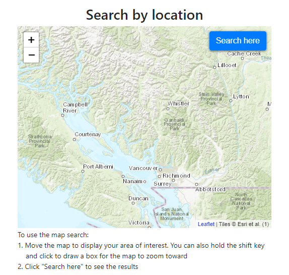 screenshot of map in geodisy