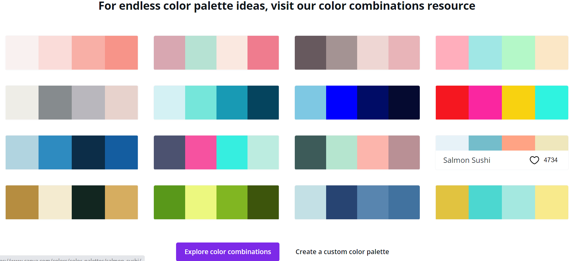 Screenshot of Canva Color Palette Generator