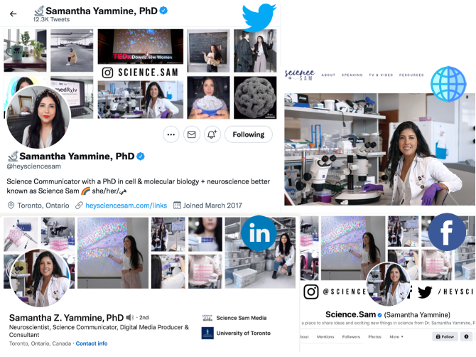Collection of social media cover images for one user demonstrating her personal brand