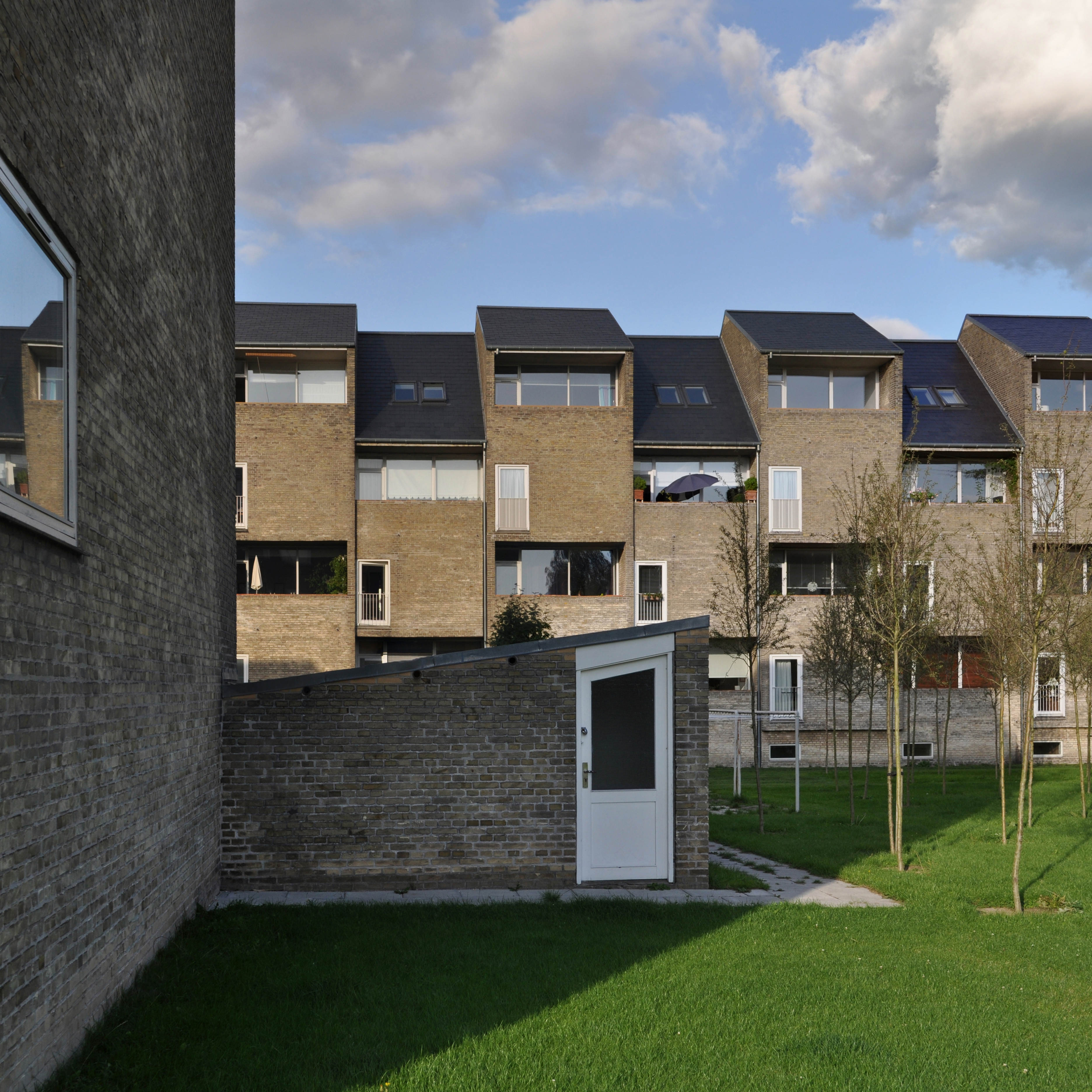 Photograph of Allehusene housing, Gentofte, Copenhagen, designed by Arne Jacobsen