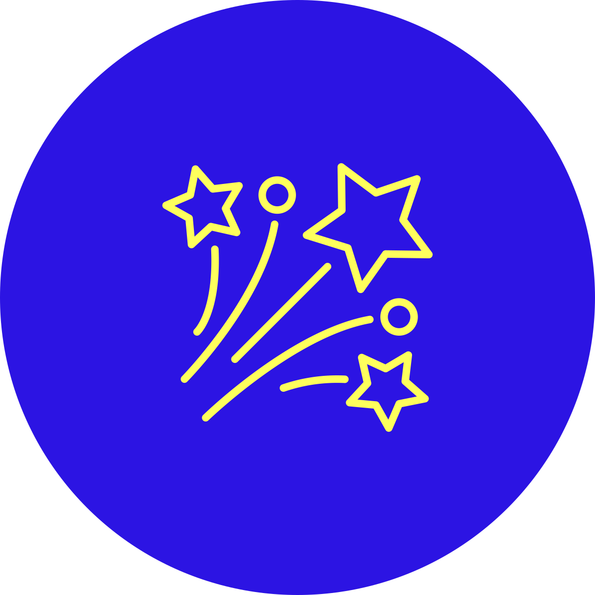 Simple line drawing of yellow stars on a black background