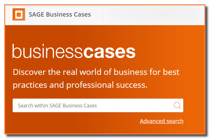 Screen capture of the search screen for Sage Business Cases.