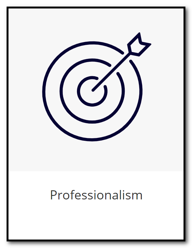 Screen capture of the tile for accessing the Professionalism module in SAGE Skills: Business.